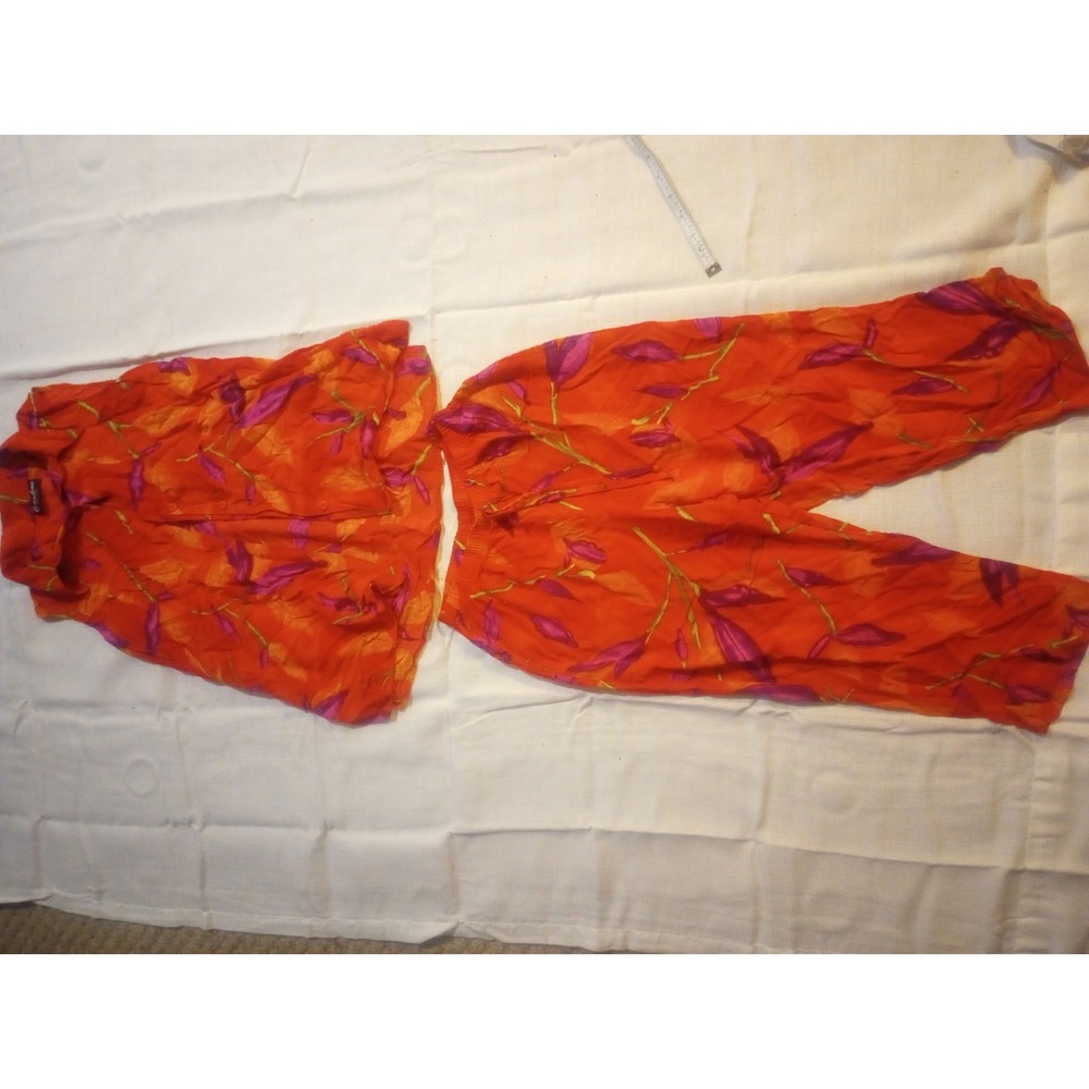 Caribou New York Sleepware Pajamas USA‎ orange Floral Size Small